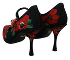 Schwarze rote florale Mary Janes Pumps Schuhe