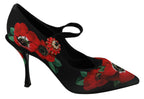 Schwarze rote florale Mary Janes Pumps Schuhe
