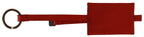 Schlüsselanhänger aus rotem Leder mit Markenlogo