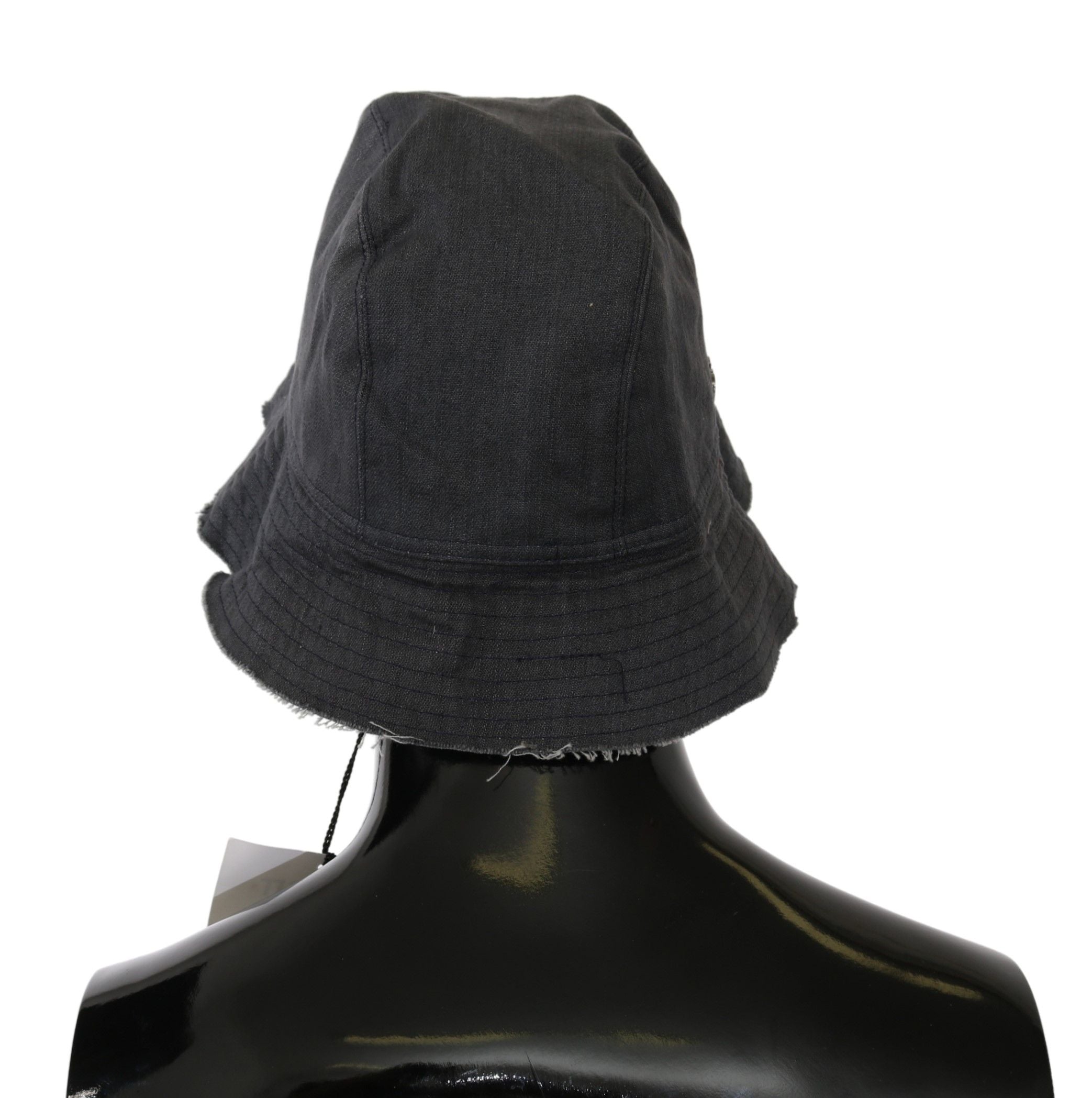 Schwarzer Fischerhut mit breiter Krempe im Washed-Look