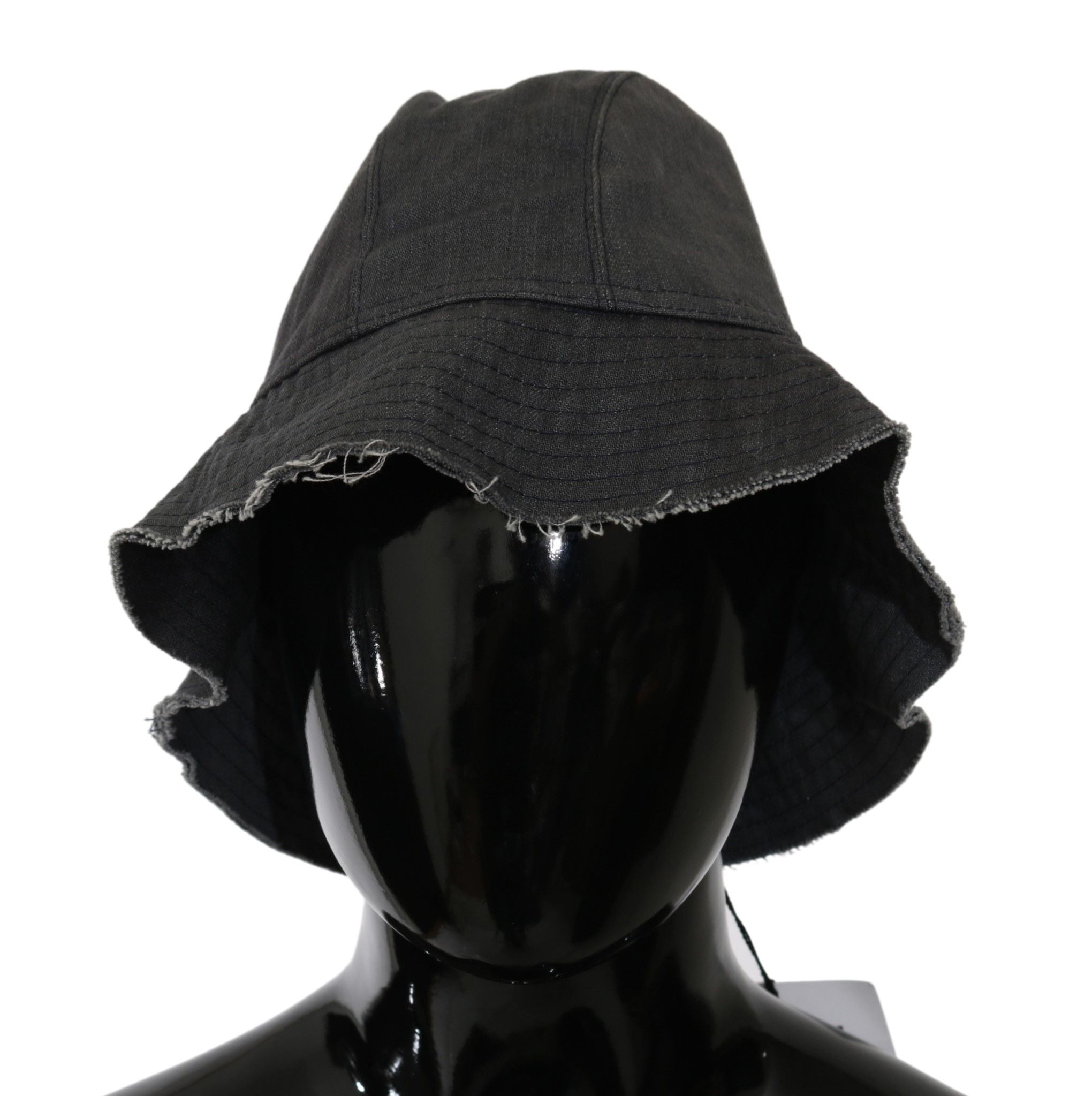 Schwarzer Fischerhut mit breiter Krempe im Washed-Look