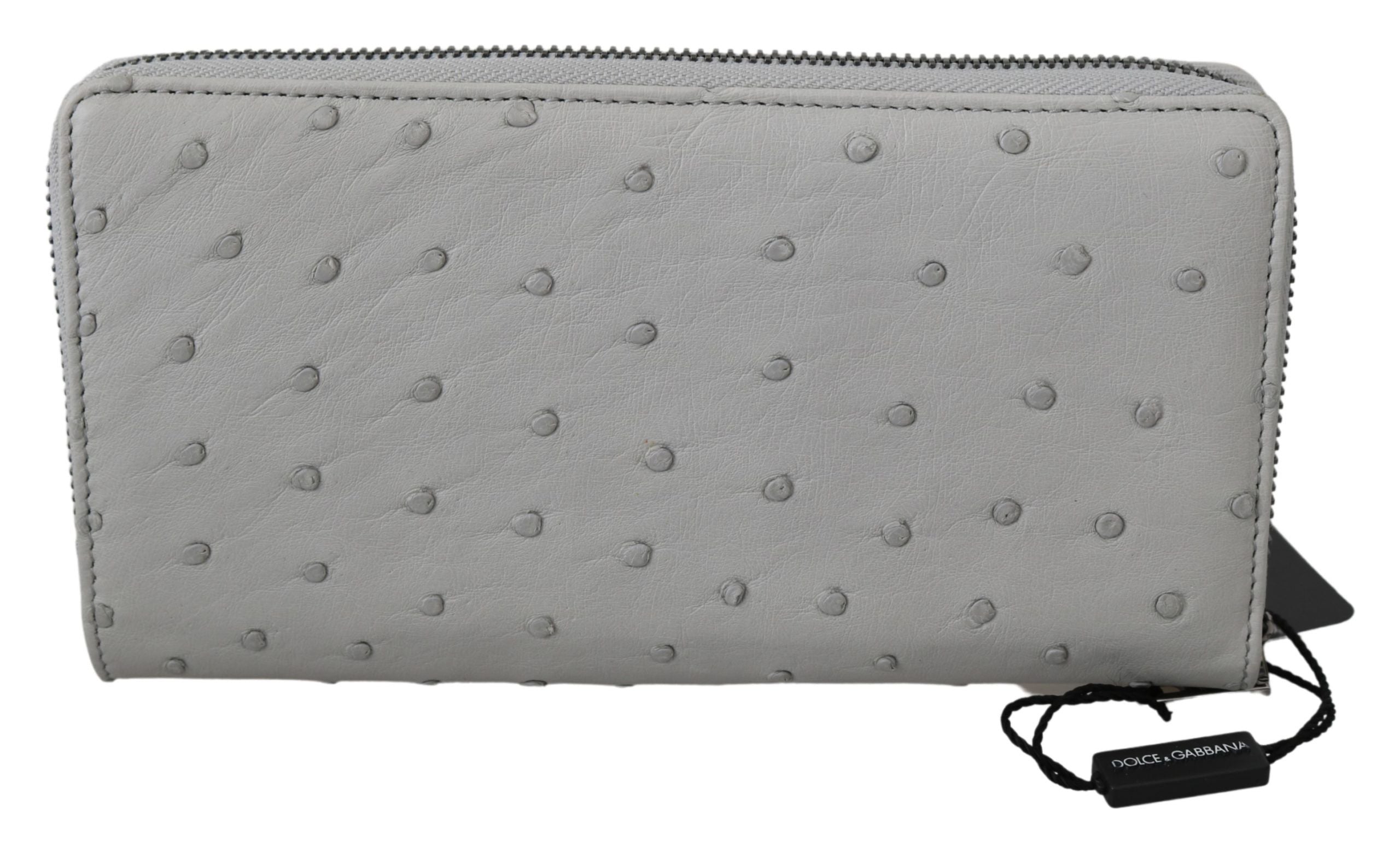 Weiße Straußenleder Continental Herren Clutch Geldbörse