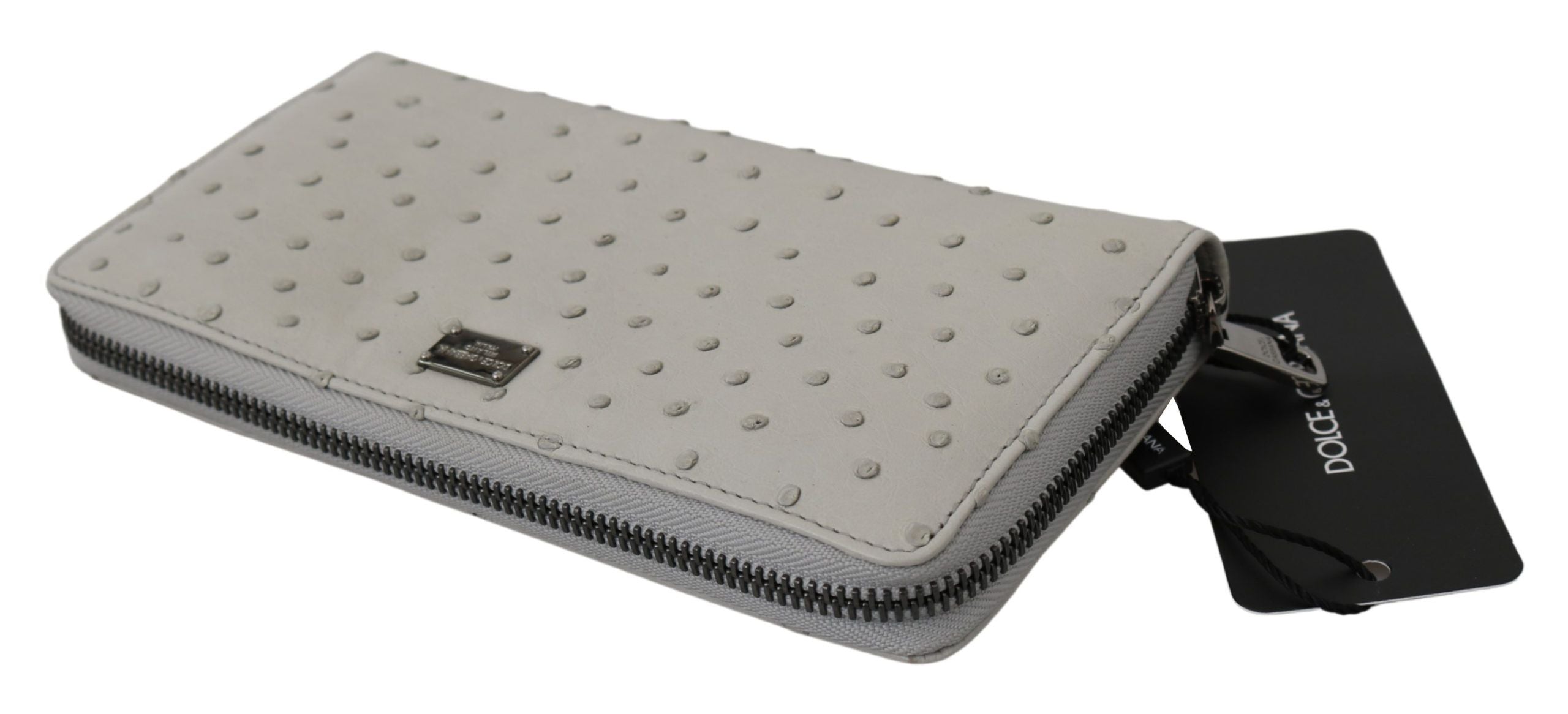 Weiße Straußenleder Continental Herren Clutch Geldbörse