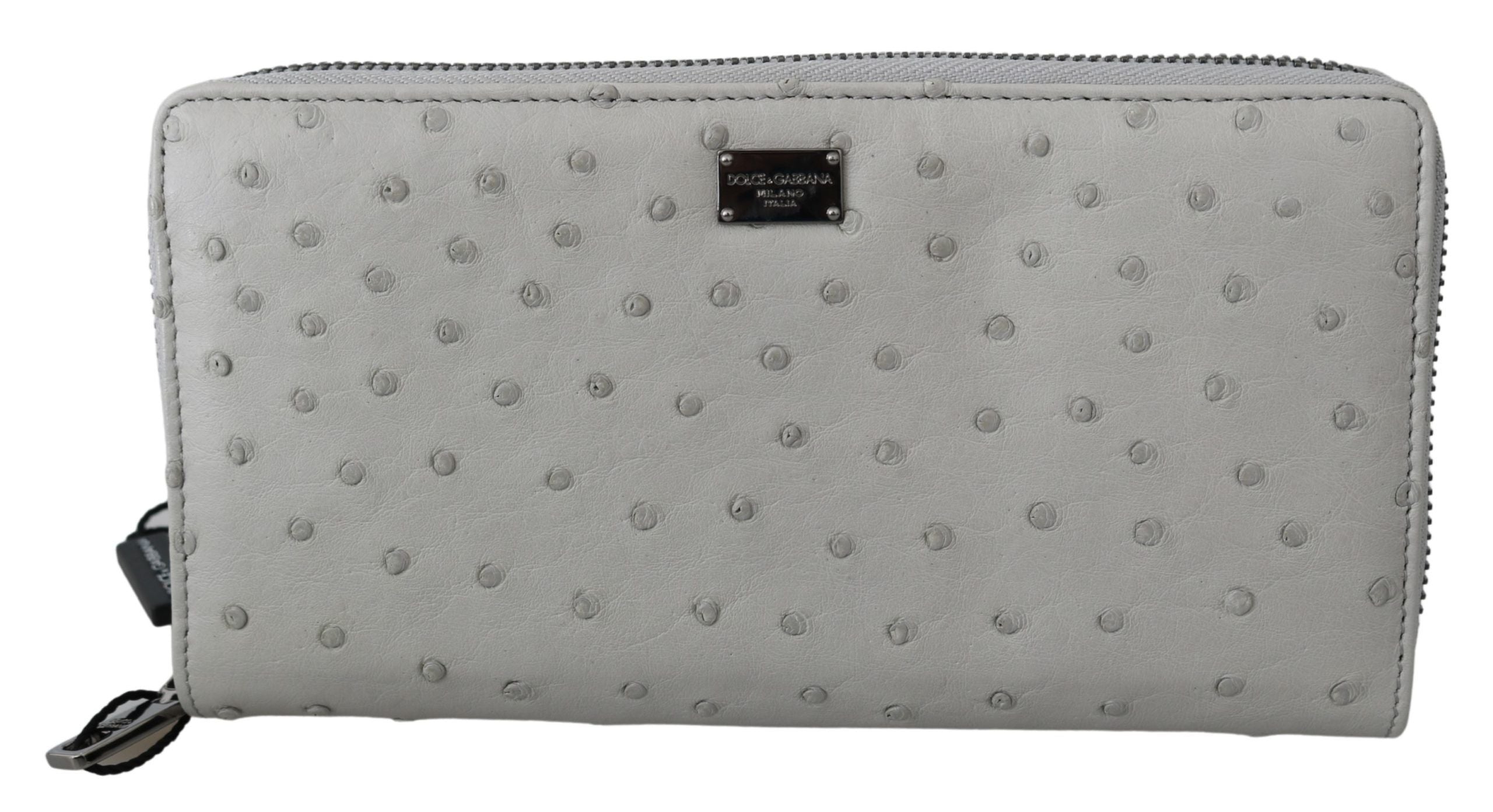 Weiße Straußenleder Continental Herren Clutch Geldbörse