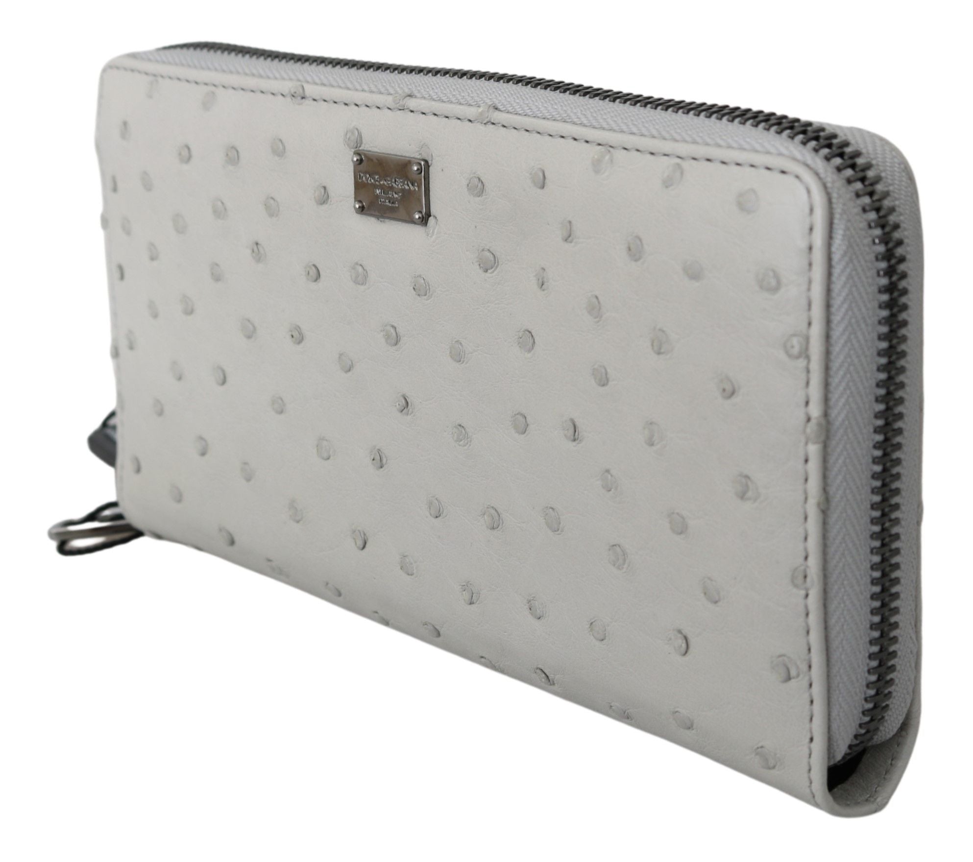 Weiße Straußenleder Continental Herren Clutch Geldbörse