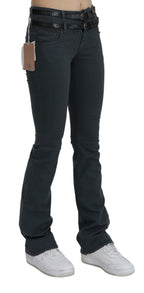 Gray Mid Waist Slim Flared Denim Trouser Jeans
