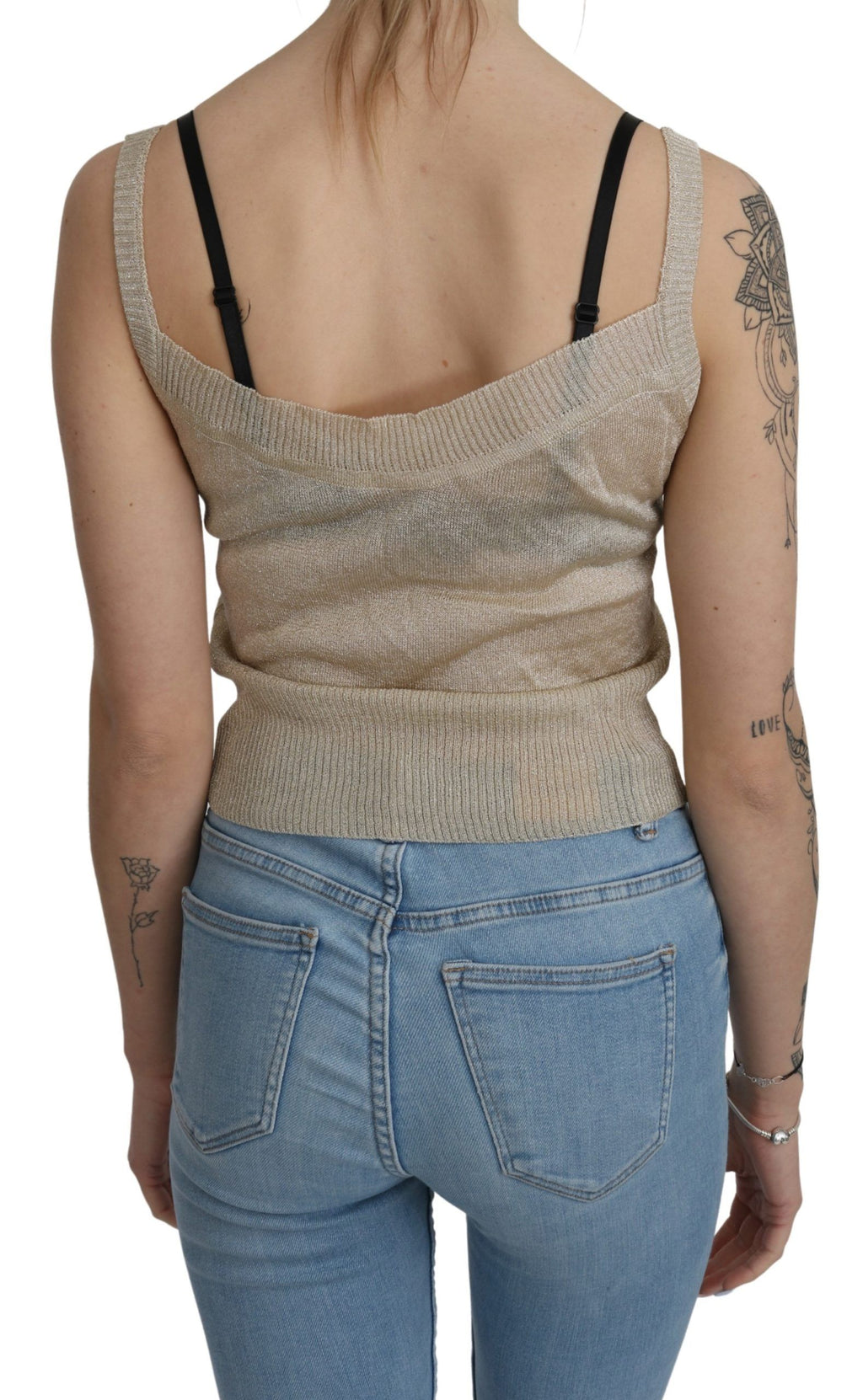 Beige ärmelloses Spaghetti-Träger-Tanktop, durchsichtiges Oberteil