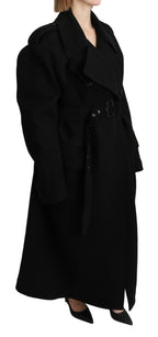 Blazer-Trenchcoat aus Schurwolle in Schwarz