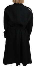 Blazer-Trenchcoat aus Schurwolle in Schwarz