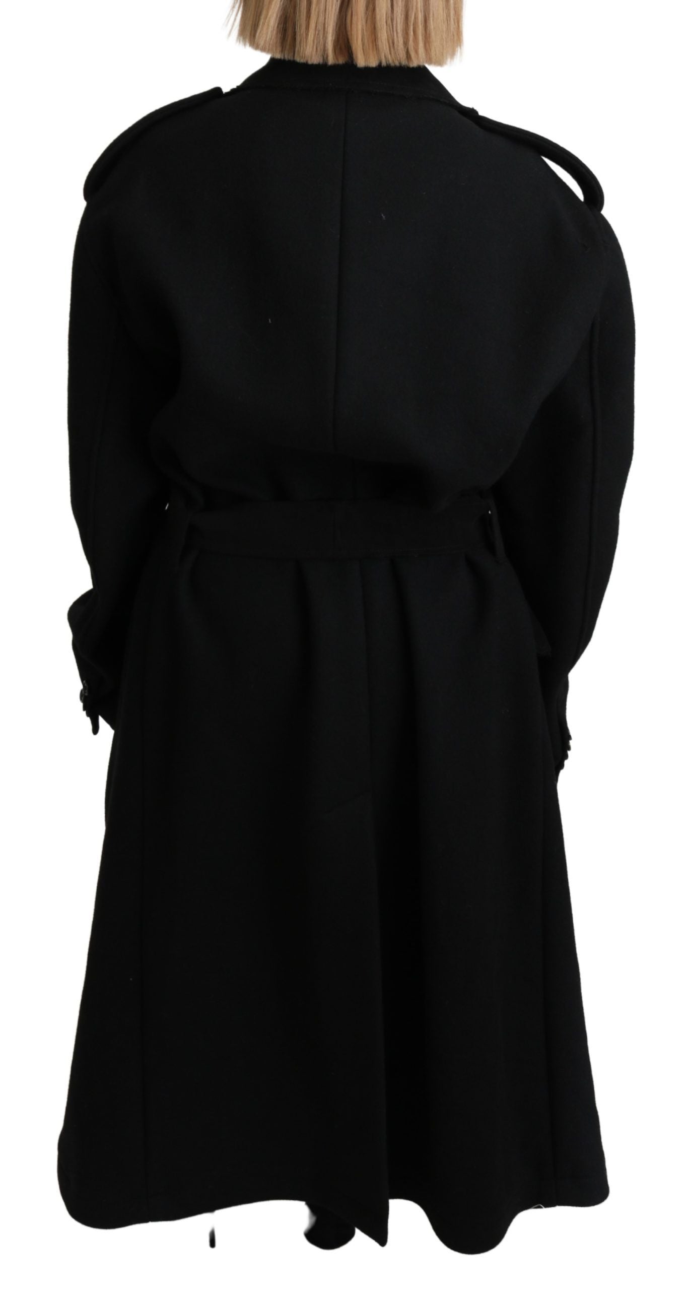Blazer-Trenchcoat aus Schurwolle in Schwarz