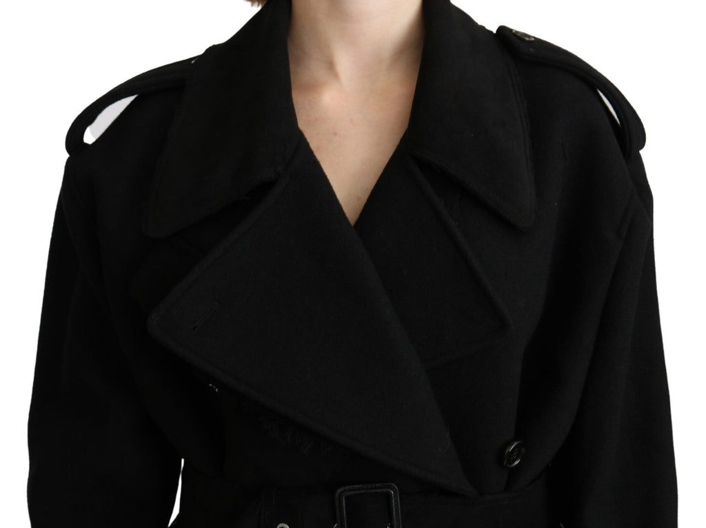 Blazer-Trenchcoat aus Schurwolle in Schwarz