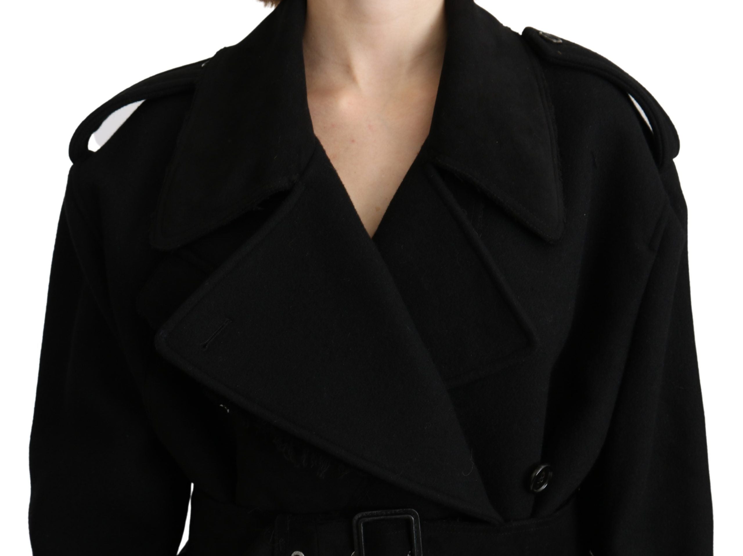 Blazer-Trenchcoat aus Schurwolle in Schwarz