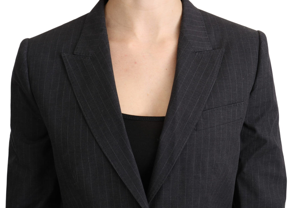 Grauer Einreiher-Blazer aus Baumwolle