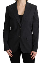Grauer Einreiher-Blazer aus Baumwolle