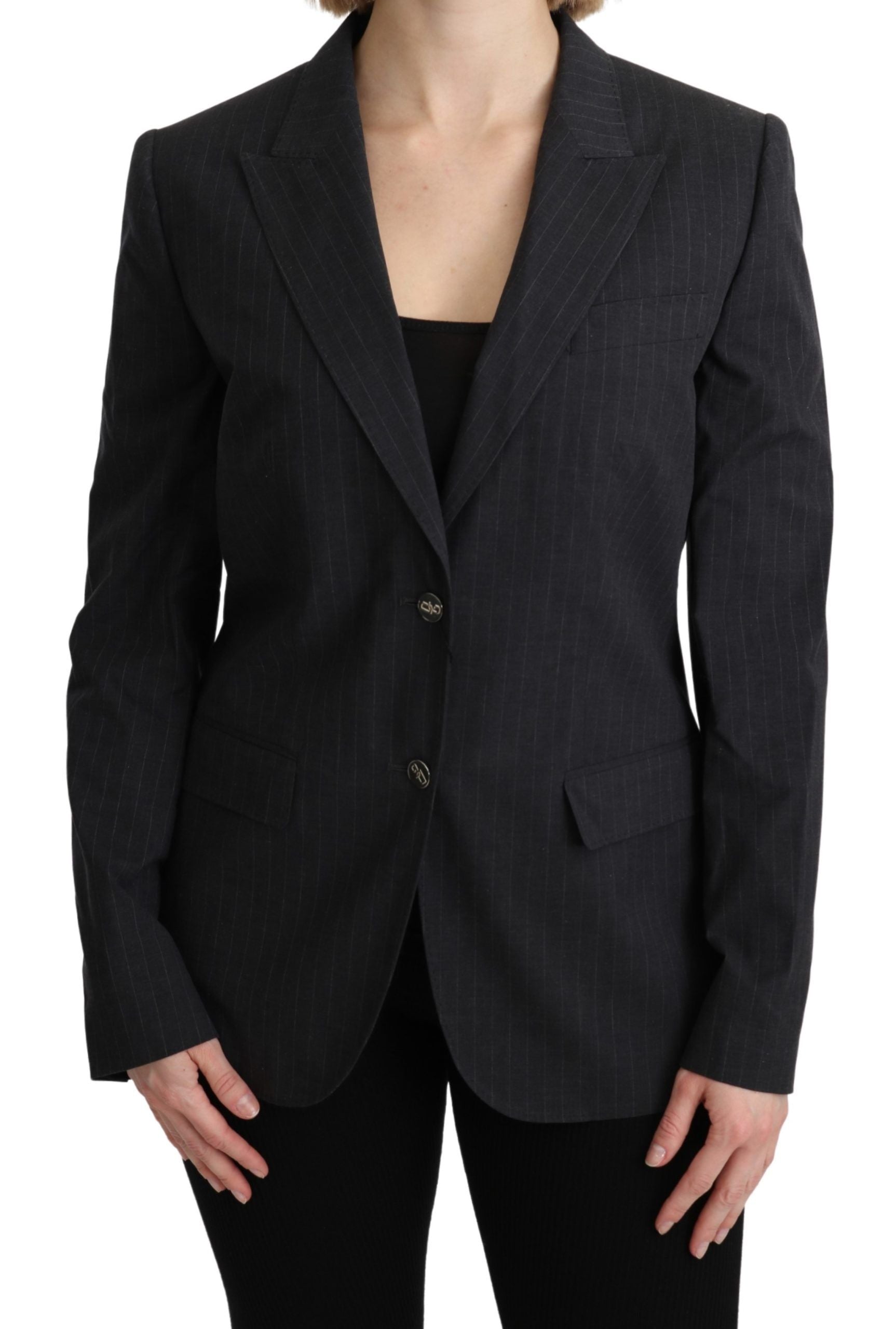 Grauer Einreiher-Blazer aus Baumwolle