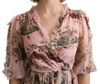 Pink Bengal Cat Print A-Linien Maxikleid aus Seide