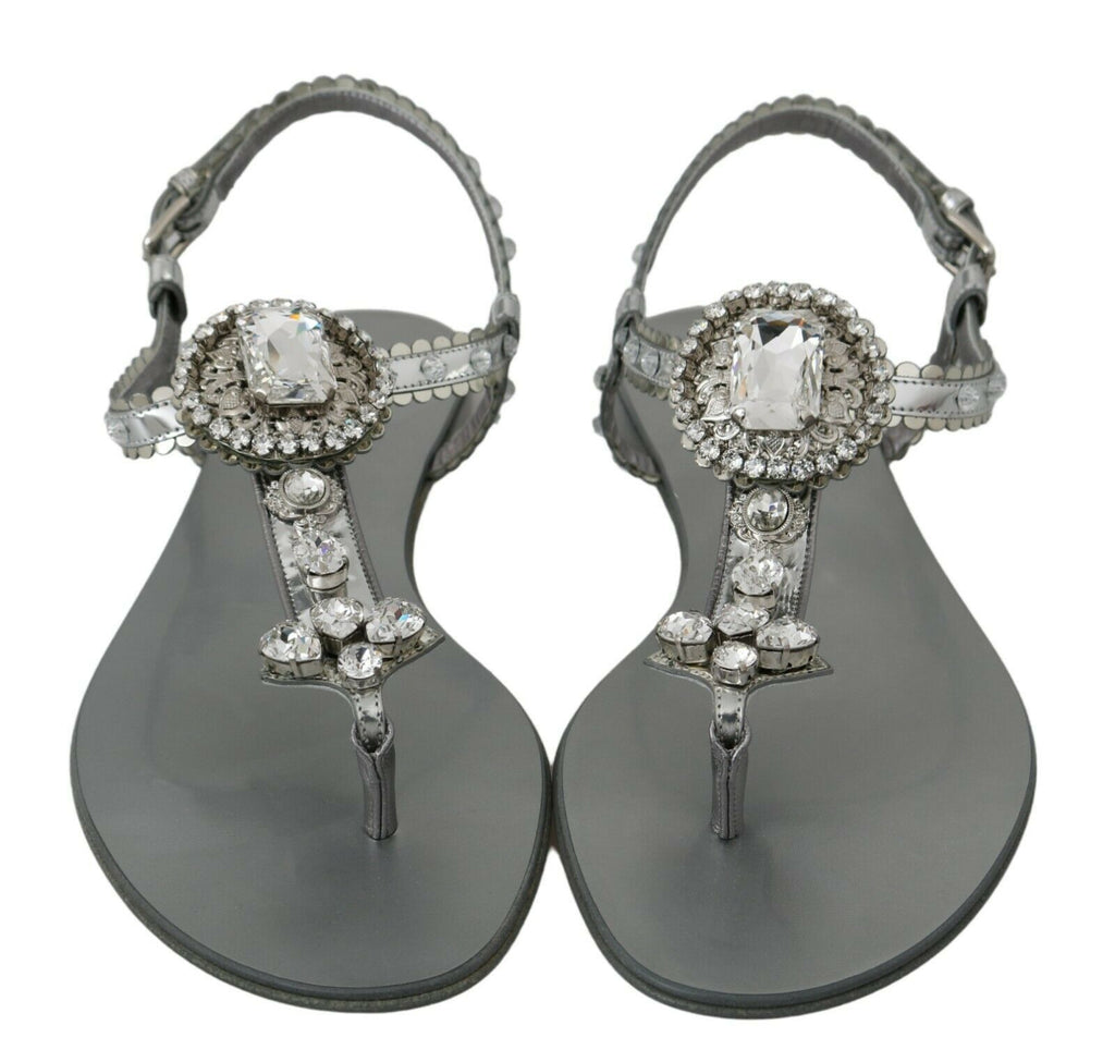 Silberne Kristall-Sandalen Flip-Flops Schuhe