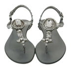 Silberne Kristall-Sandalen Flip-Flops Schuhe