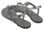 Silberne Kristall-Sandalen Flip-Flops Schuhe