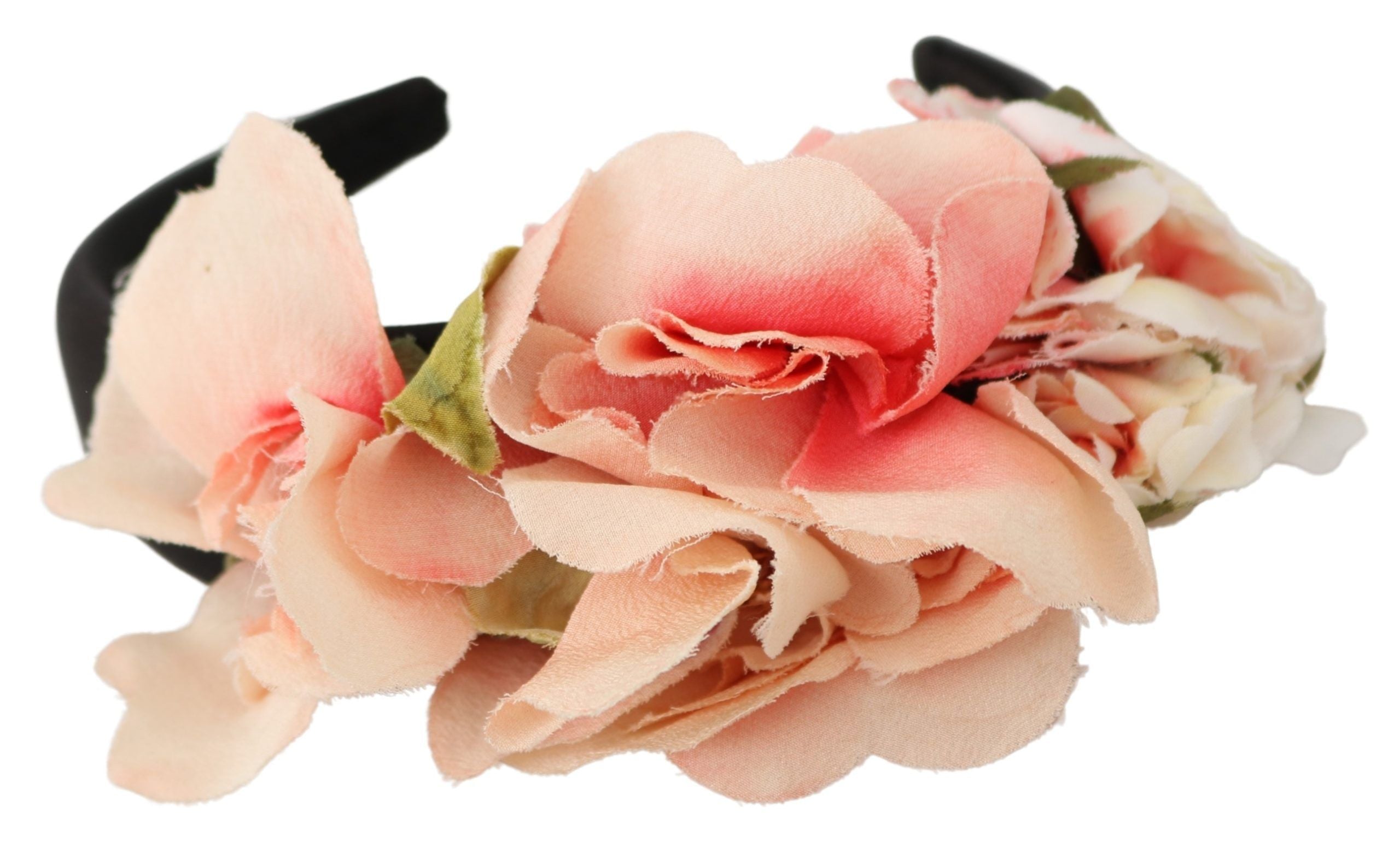 Pinke Seide Schwarzes Blumenstirnband Logo-Diadem