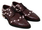 Bordeauxrotes Leder mit Kristallperlen, elegante Schuhe