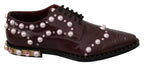Bordeauxrotes Leder mit Kristallperlen, elegante Schuhe