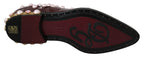 Bordeauxrotes Leder mit Kristallperlen, elegante Schuhe