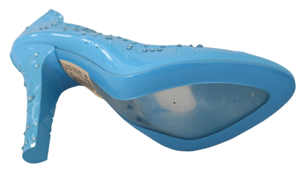 Blaue Kristall-Blumen-Aschenputtel-Absatzschuhe