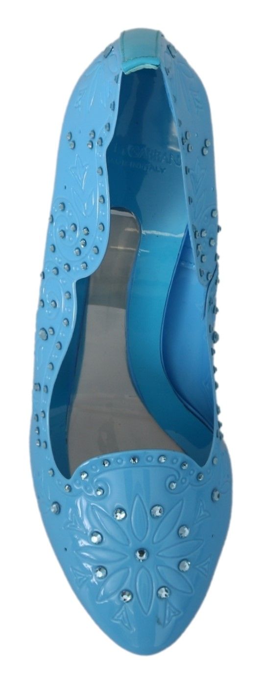 Blaue Kristall-Blumen-Aschenputtel-Absatzschuhe