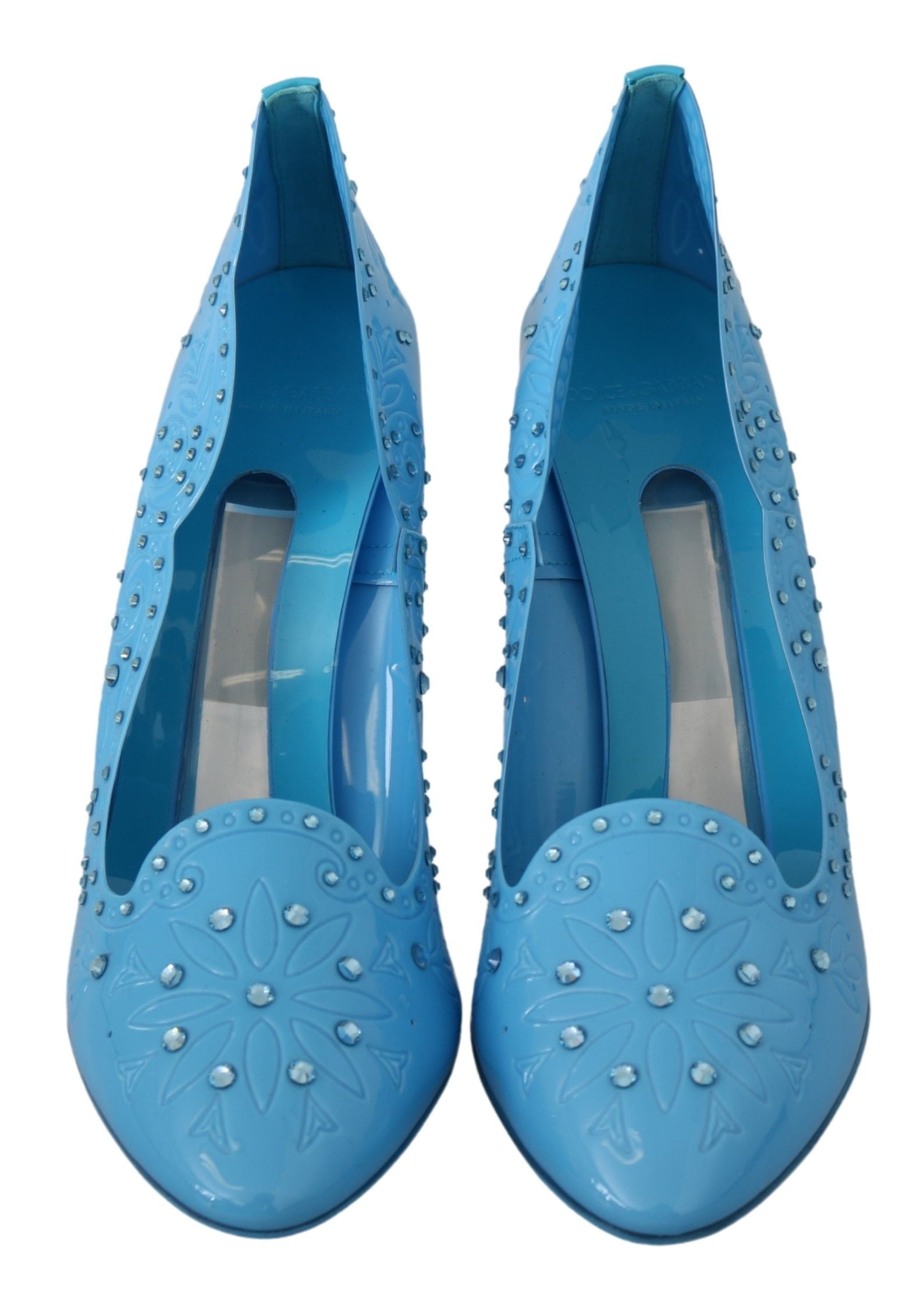Blaue Kristall-Blumen-Aschenputtel-Absatzschuhe