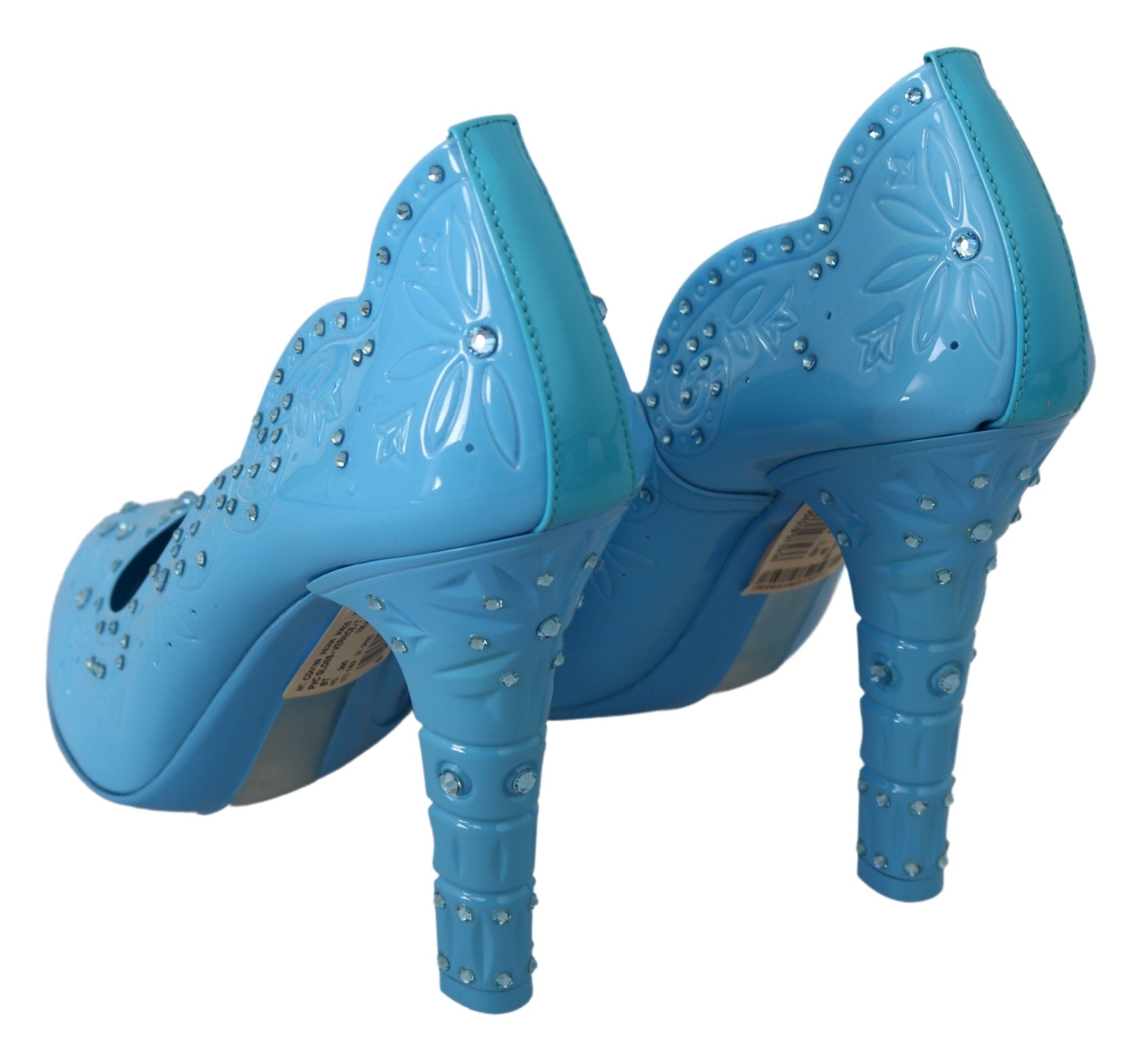 Blaue Kristall-Blumen-Aschenputtel-Absatzschuhe
