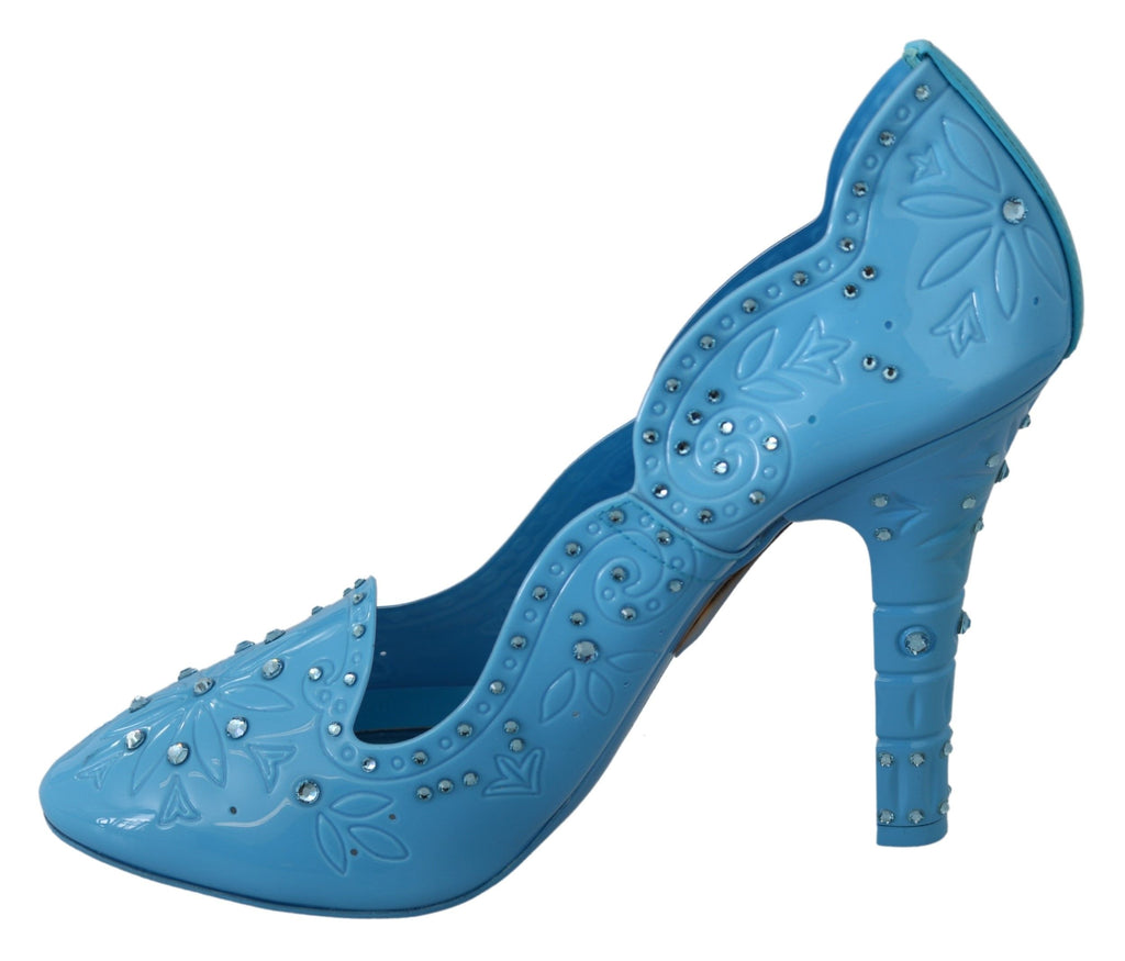 Blaue Kristall-Blumen-Aschenputtel-Absatzschuhe