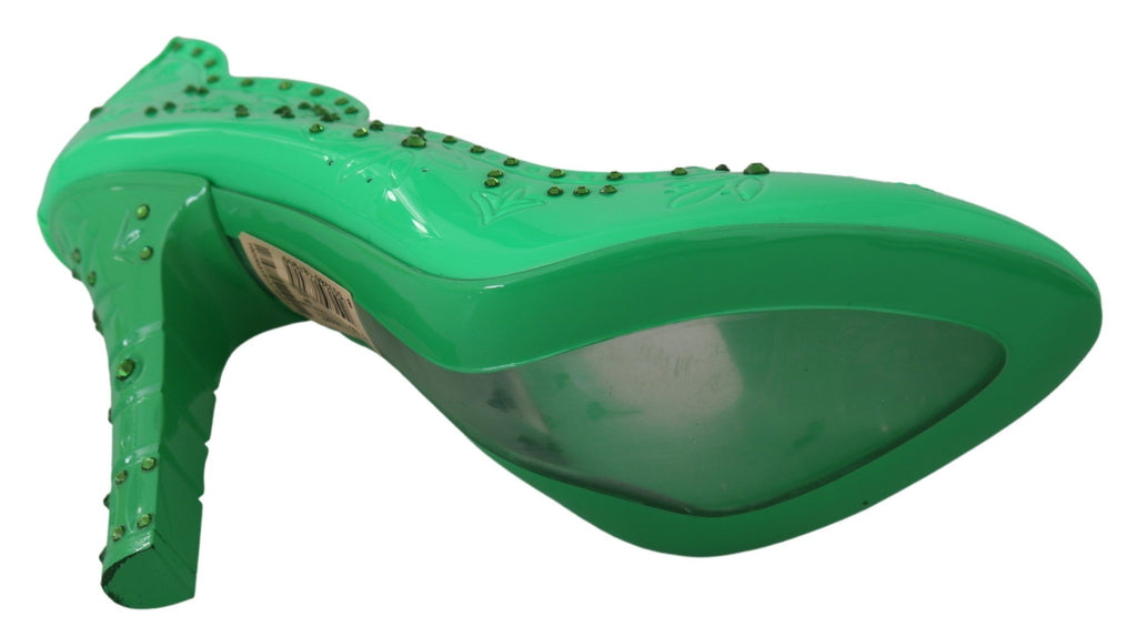 Grüne Kristall-Blumenabsatzschuhe CINDERELLA