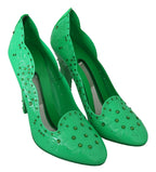 Grüne Kristall-Blumenabsatzschuhe CINDERELLA