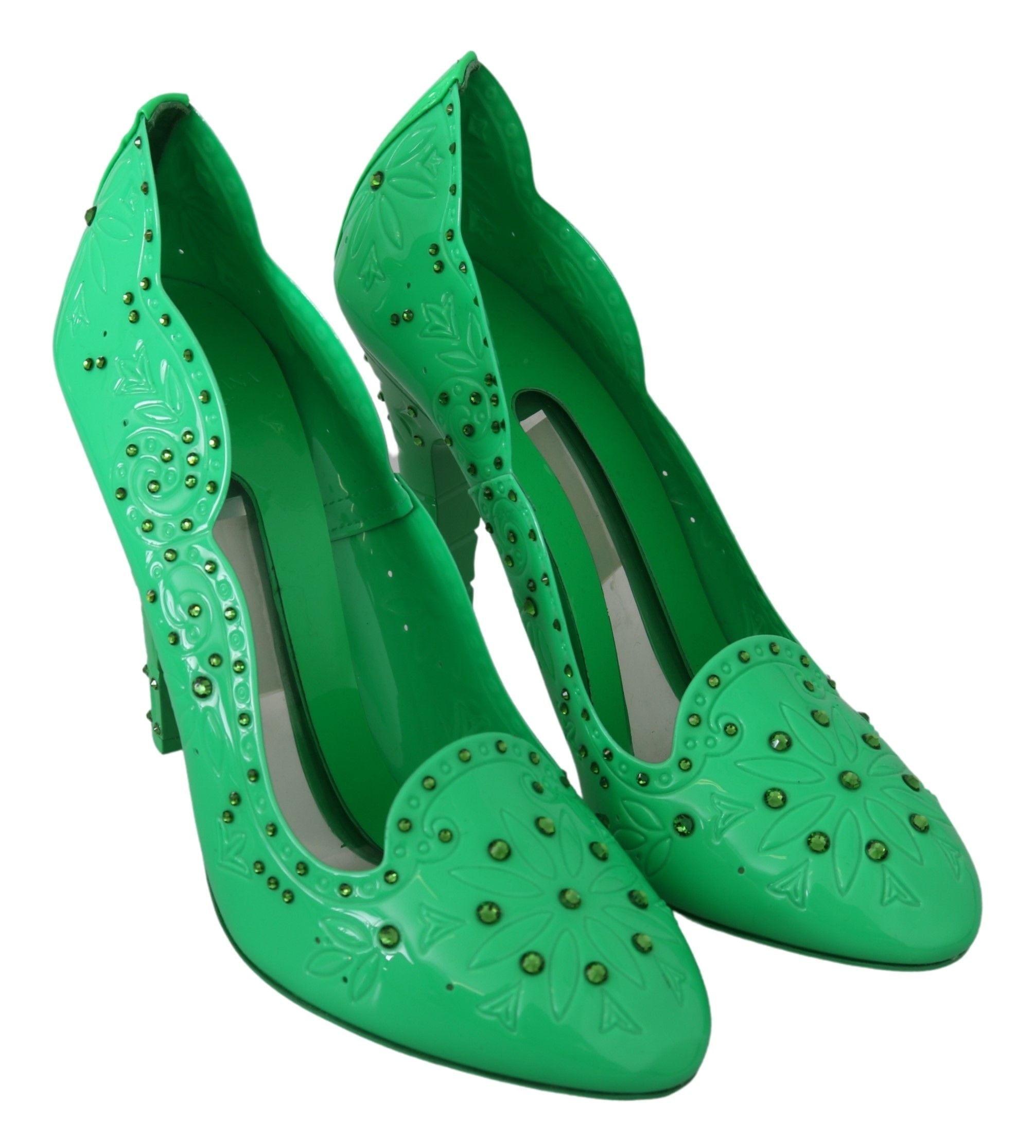 Grüne Kristall-Blumenabsatzschuhe CINDERELLA