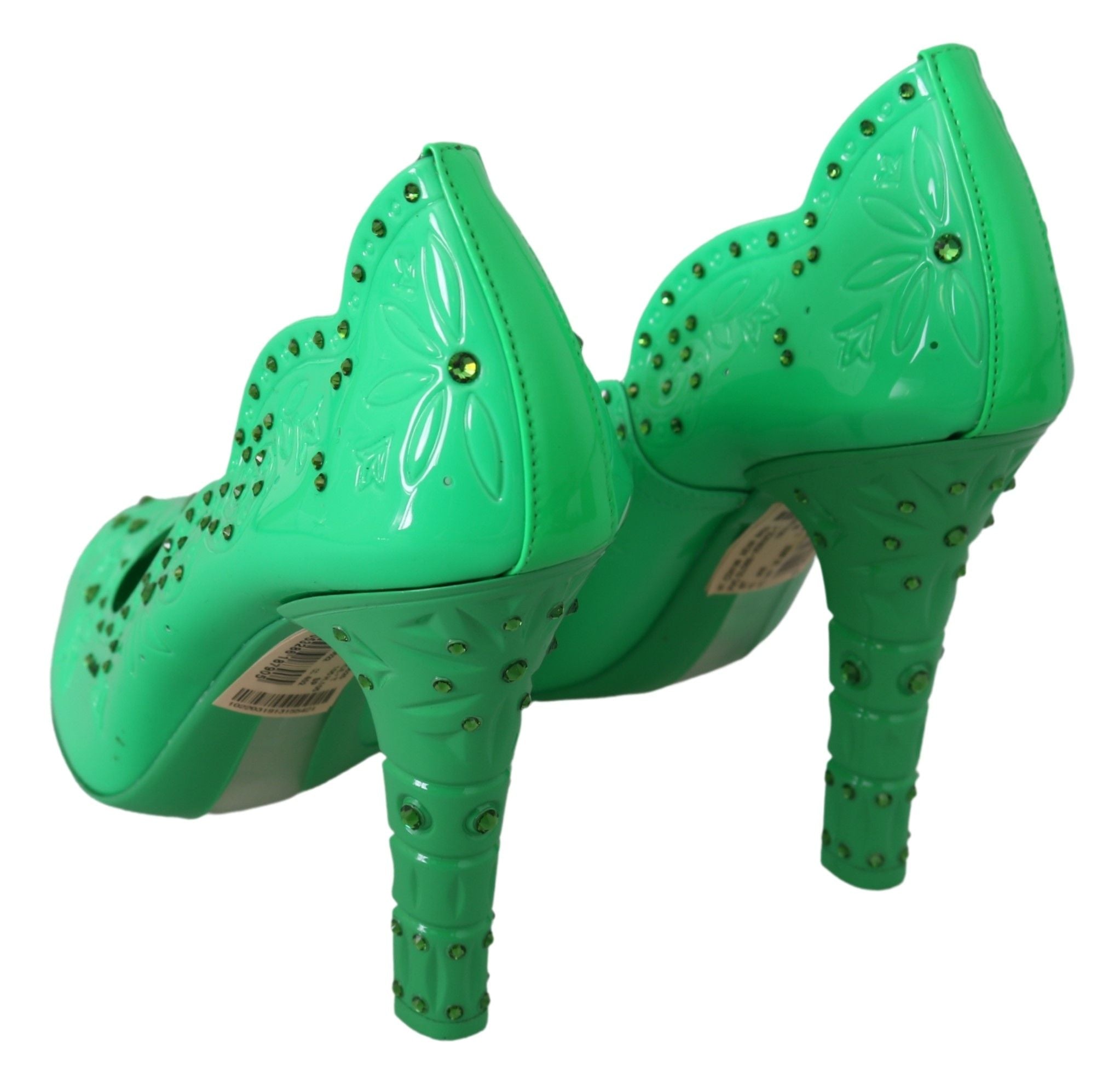 Grüne Kristall-Blumenabsatzschuhe CINDERELLA