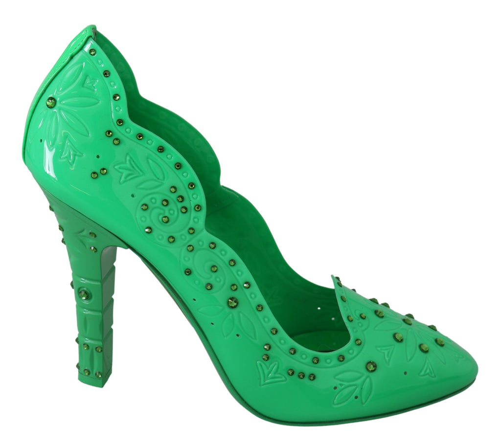 Grüne Kristall-Blumenabsatzschuhe CINDERELLA