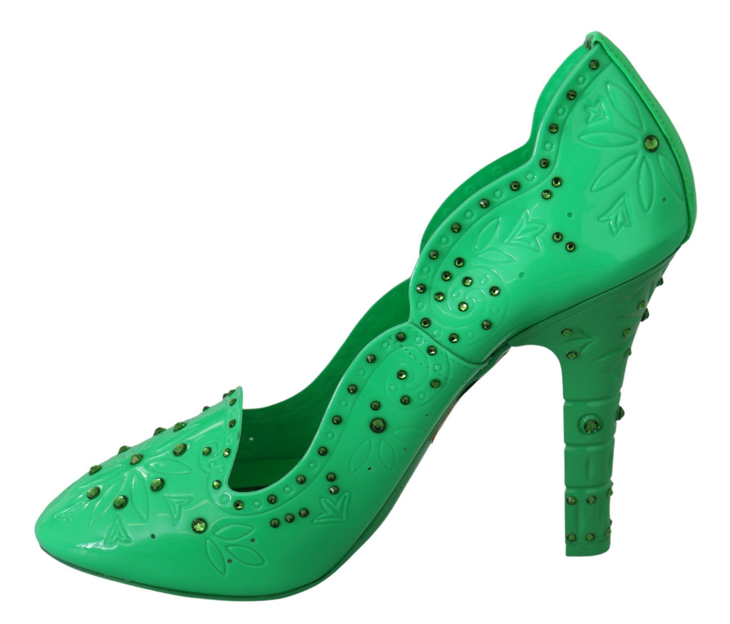 Grüne Kristall-Blumenabsatzschuhe CINDERELLA