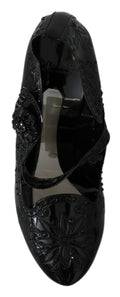 Schwarze Blumen-Kristall-CINDERELLA-Absatzschuhe