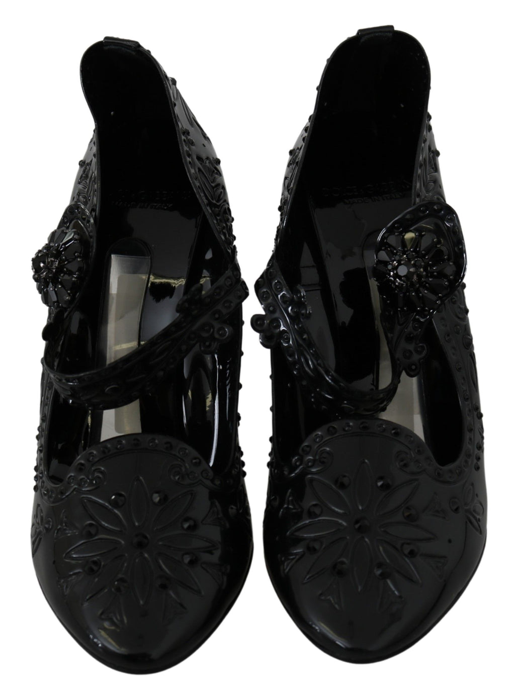 Schwarze Blumen-Kristall-CINDERELLA-Absatzschuhe