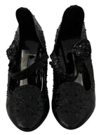 Schwarze Blumen-Kristall-CINDERELLA-Absatzschuhe