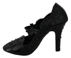 Schwarze Blumen-Kristall-CINDERELLA-Absatzschuhe