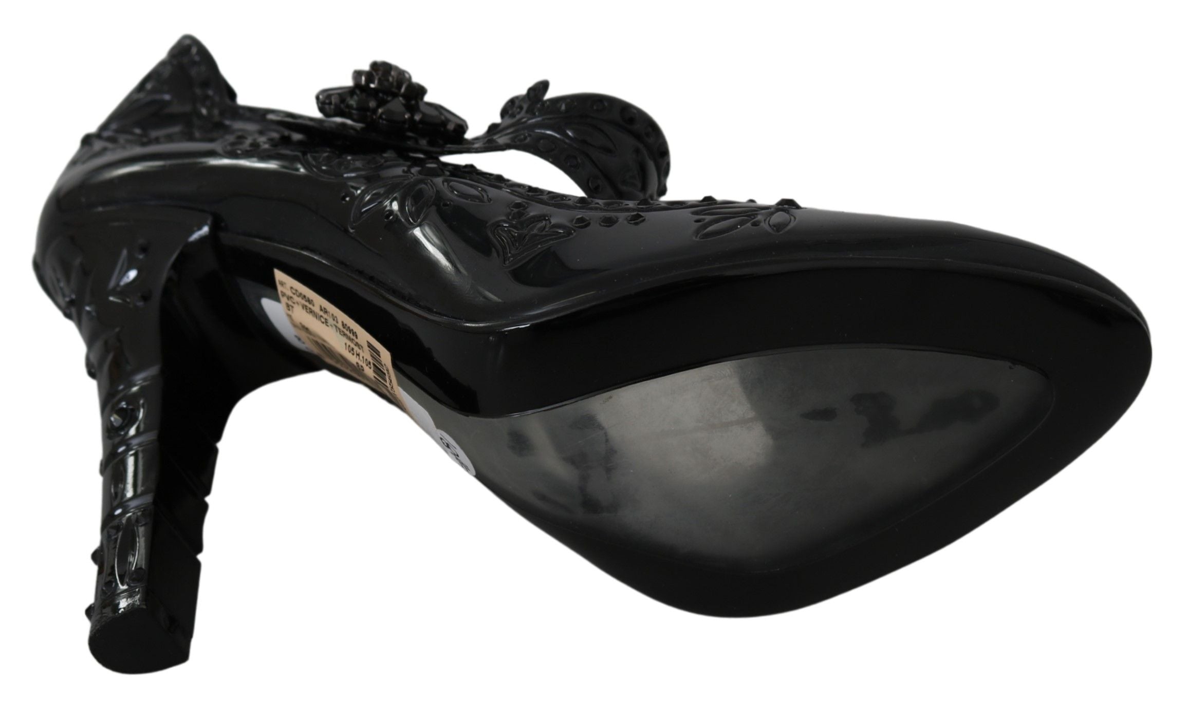 Schwarze Blumen-Kristall-CINDERELLA-Absatzschuhe