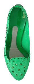 Grüne Kristall-Blumen-Aschenputtel-Absatzschuhe