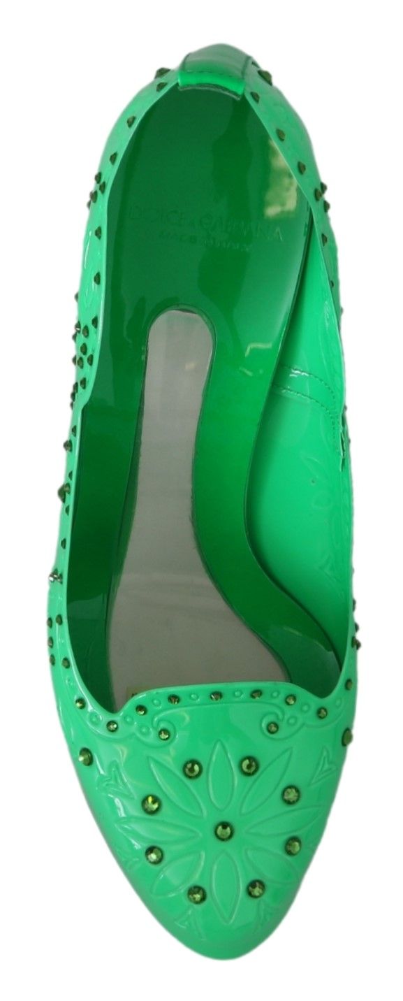 Grüne Kristall-Blumen-Aschenputtel-Absatzschuhe