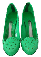Grüne Kristall-Blumen-Aschenputtel-Absatzschuhe