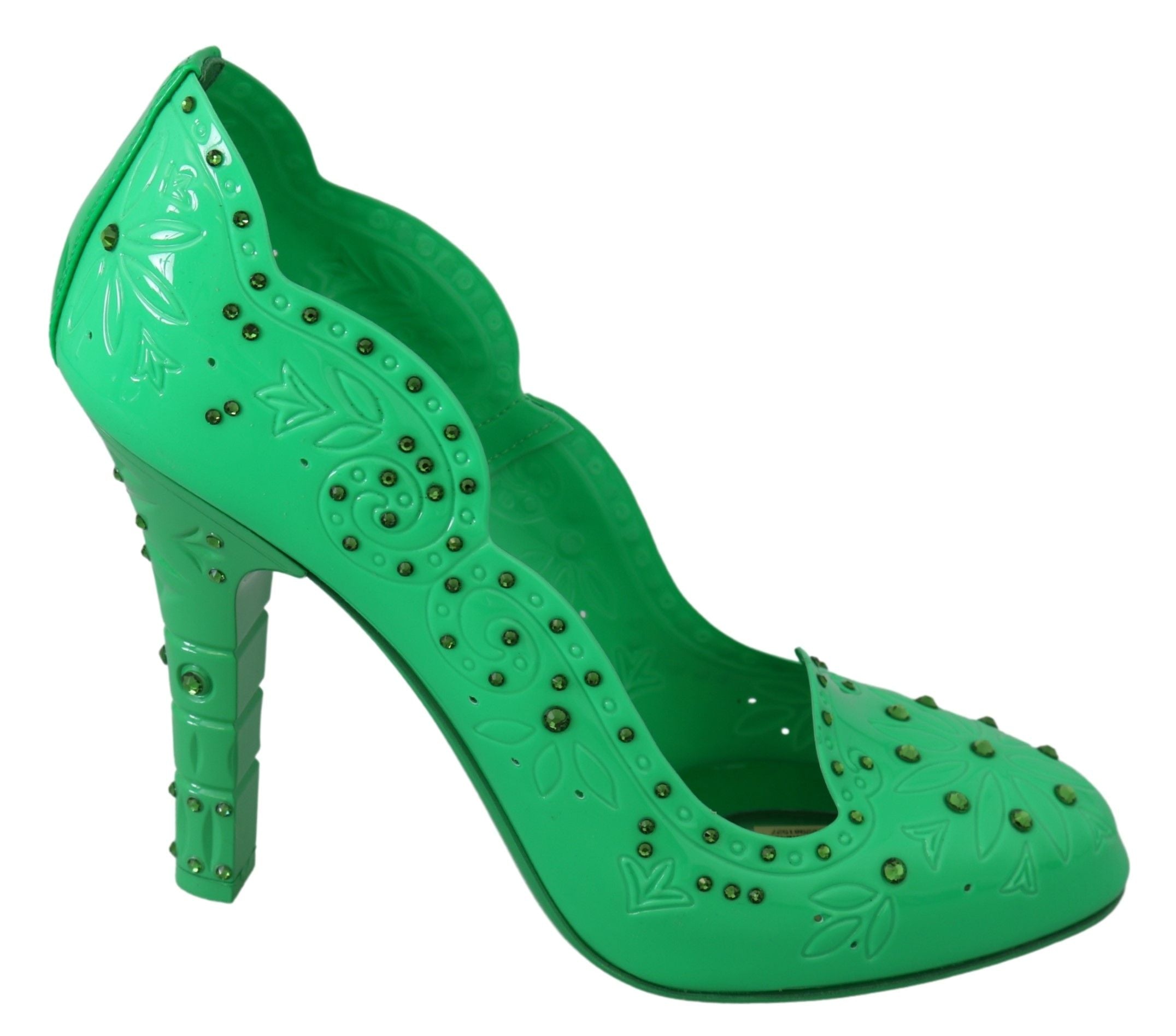 Grüne Kristall-Blumen-Aschenputtel-Absatzschuhe