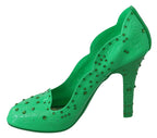 Grüne Kristall-Blumen-Aschenputtel-Absatzschuhe