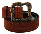 Brauner Wildleder-Gürtel mit barocken Nieten