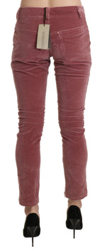 Red Mid Waist Skinny Cotton Pants